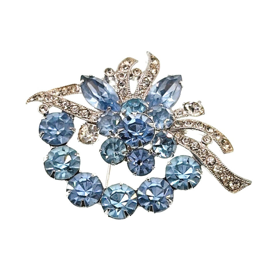 Eisenberg Sapphire Blue Rhinestones Brooch