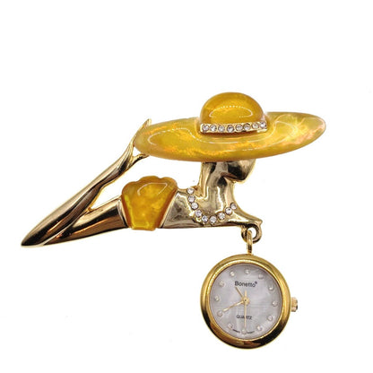 Bonetto Vintage Watch Brooch Lady in Swimming Suit