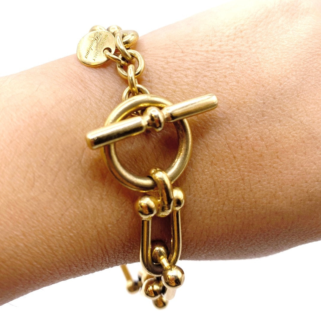 Bronze Italy Dyadema Gold Tone Chunky Bracelet 8”