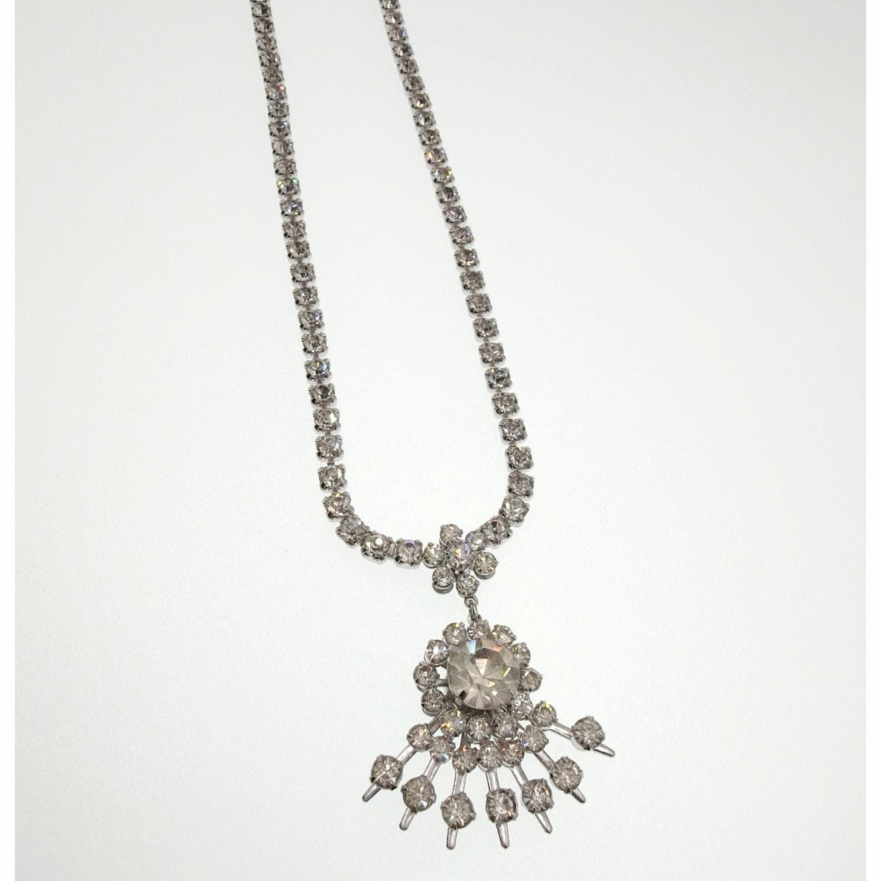 Art Deco Style Necklace 14” Vintage Rhinestones