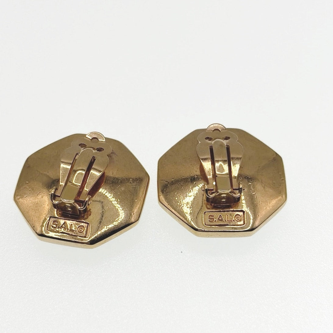 SAL Vintage Clip On Earrings With Rhinestones