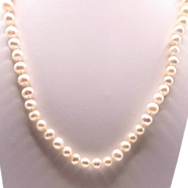 Pearl Necklace Bracelet Set w/ St Silver Closure
