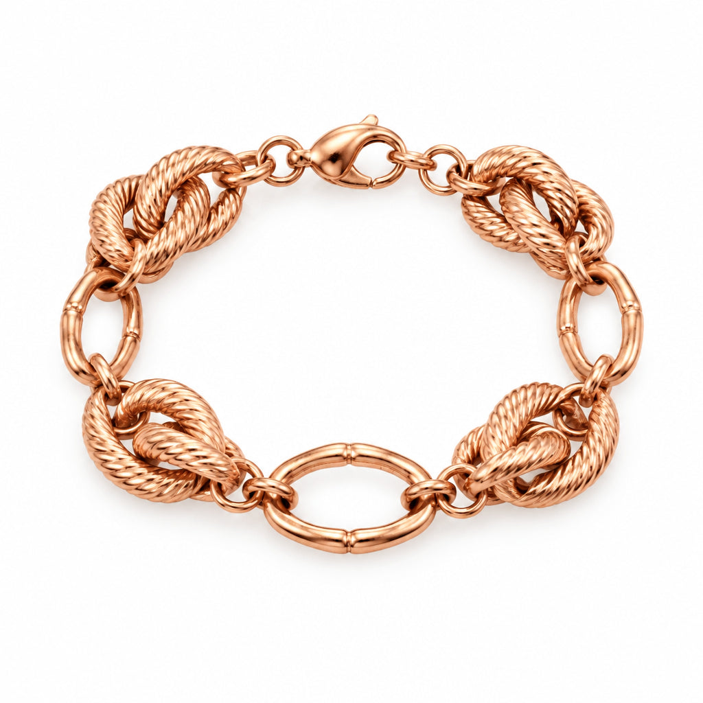 Bronze Milor Italy Rose Gold Tone Bracelet 7”