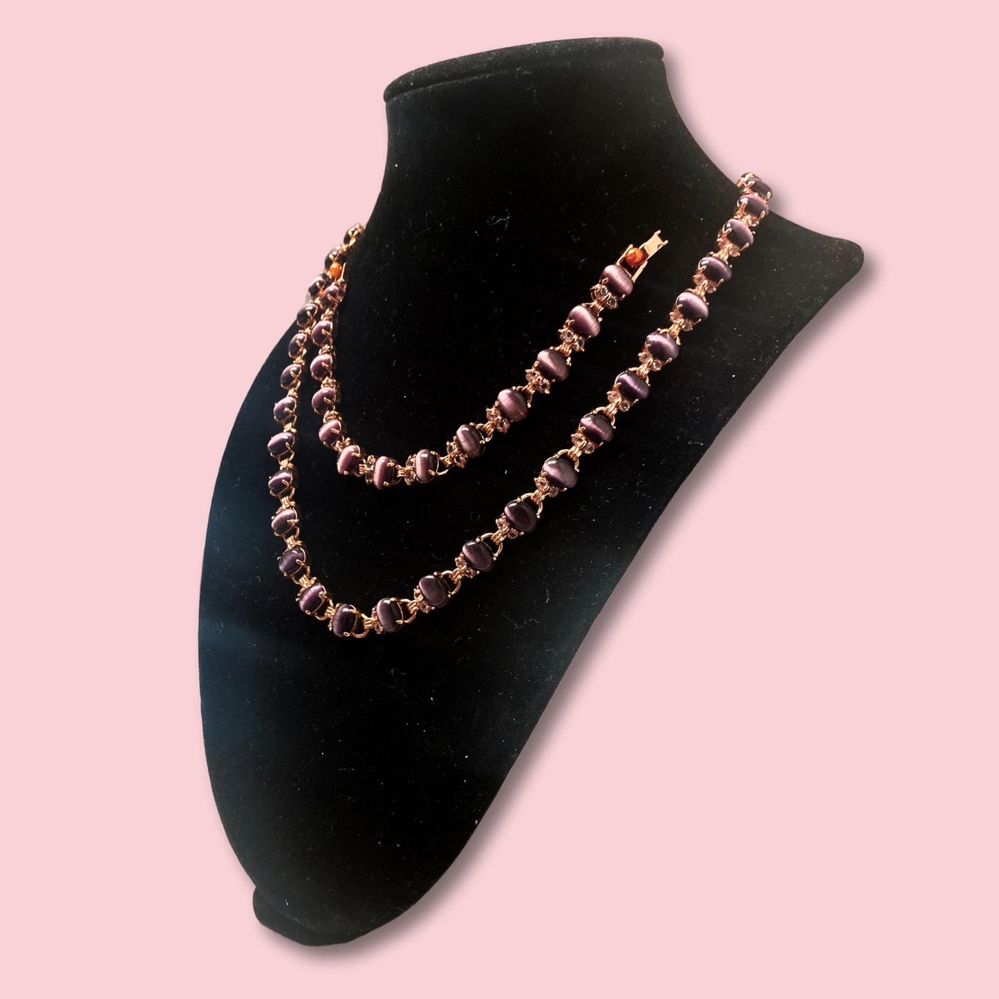 10k GP Tennis Purple Tiger Eye Necklace and Bracelet Set