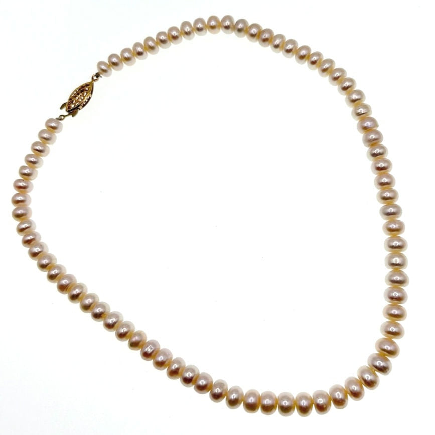 Freshwater Pearls and Gold Filled Clasp Short Necklace 15”