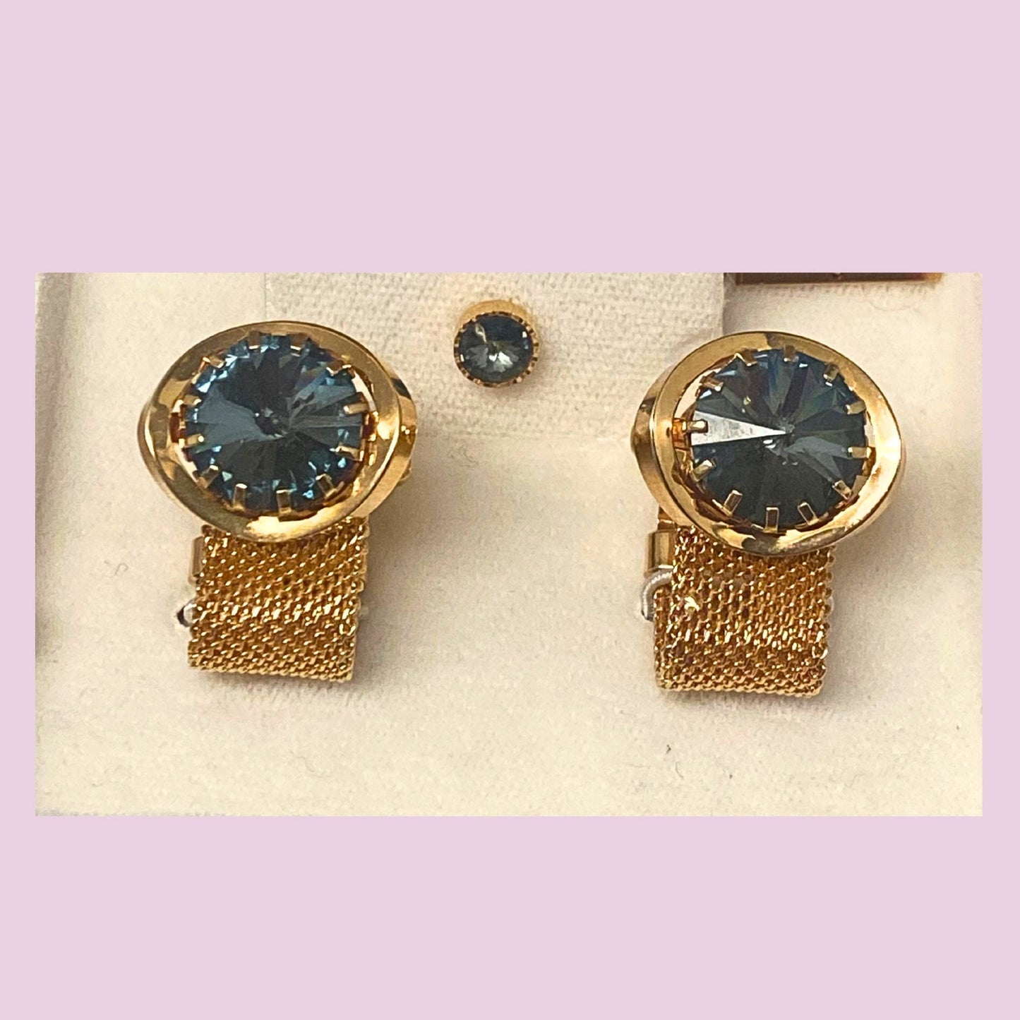 Smart Set-Golden and Blue Cufflinks and Tie Tack