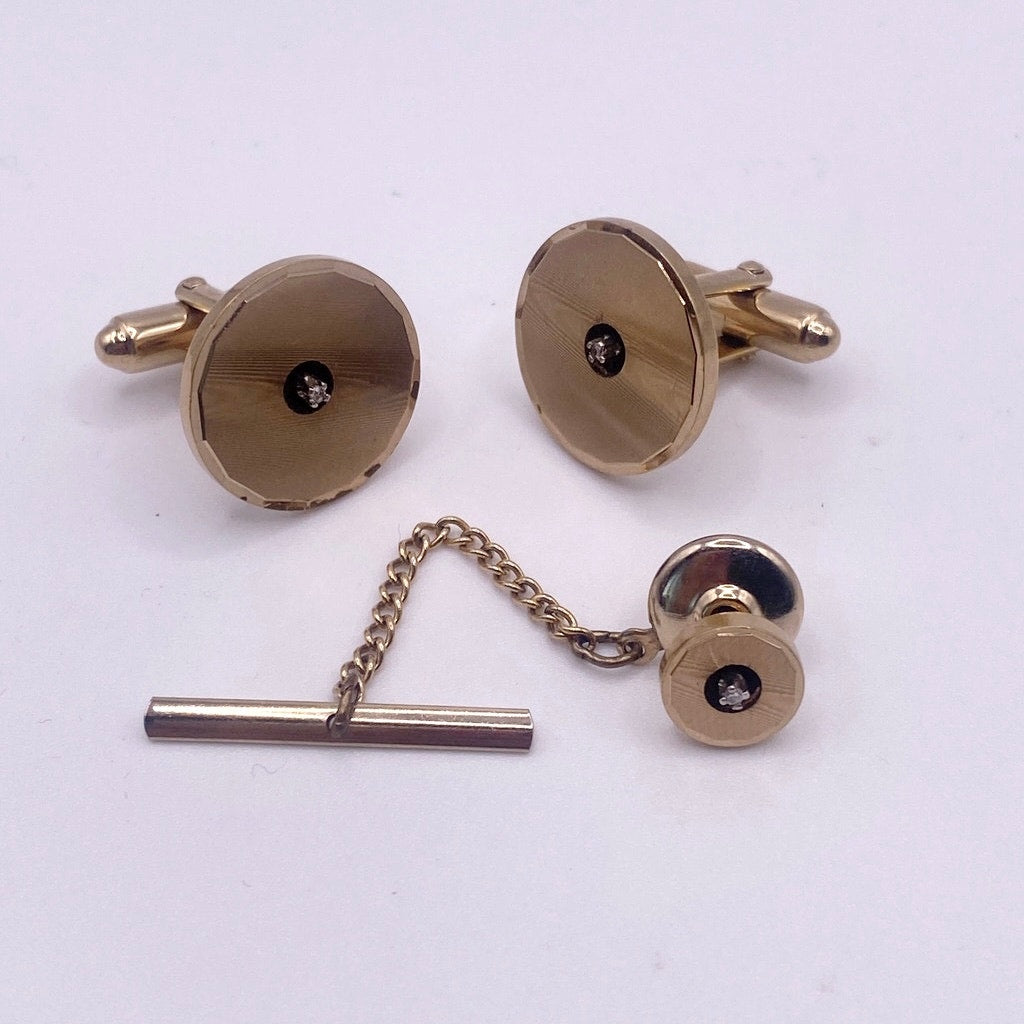 Anson Vintage Karatclad Cufflinks and Tie Tack