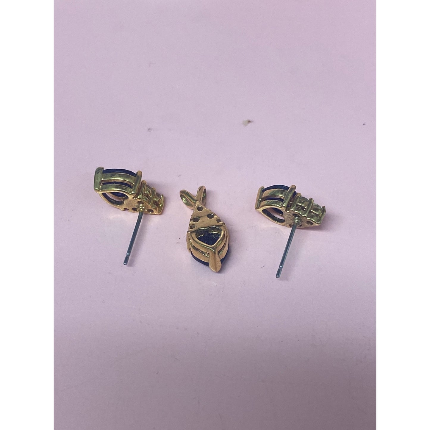 Heart Blue Zirconia Studs and Pendant