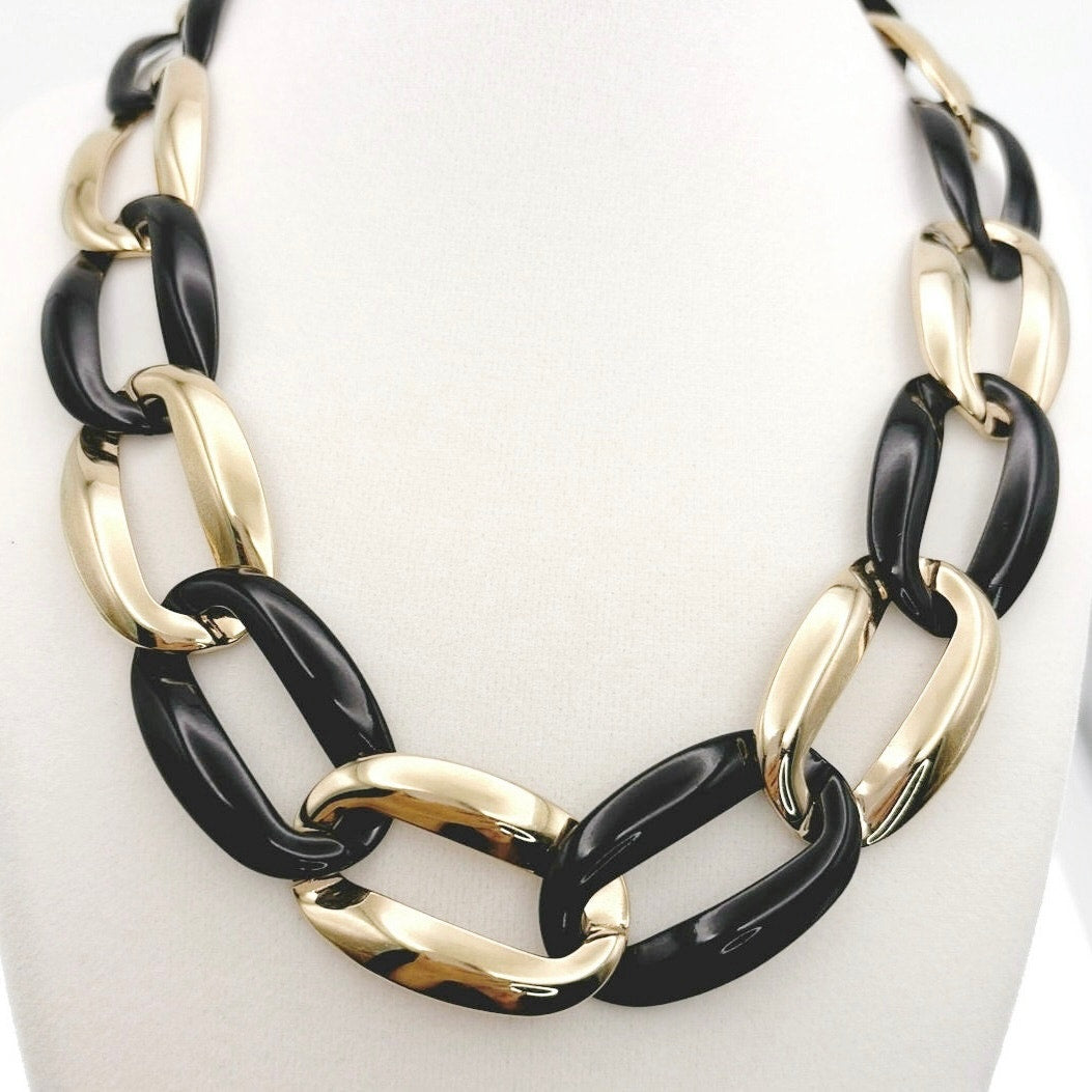 Napier Vintage Black and Gold Necklace 16”