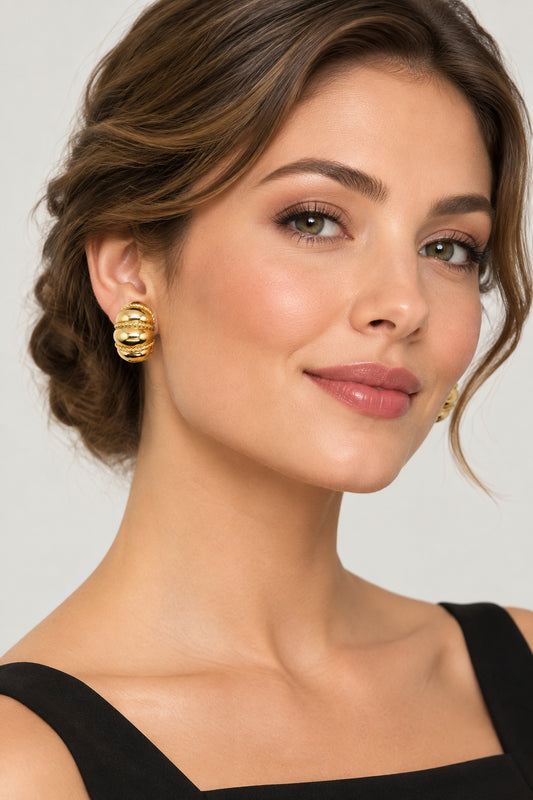 Christian Dior Croissant Design Clip On Earrings
