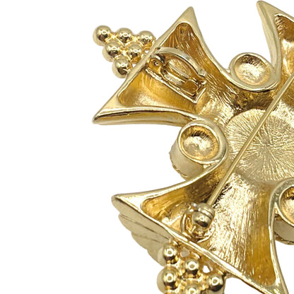Maltese Cross Vintage Brooch and Convertible Pendant With Rhinestones 2.5”
