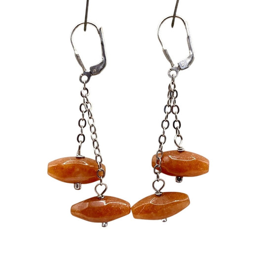 Vintage Sterling Silver and Carnelian Dangling Earrings