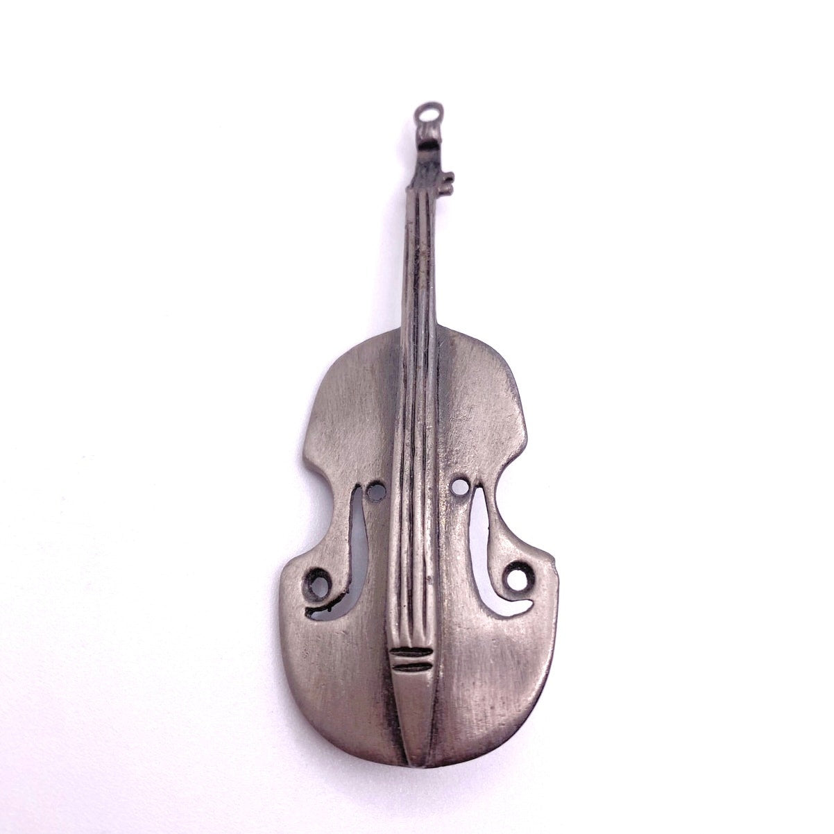 Vintage Violin-Cello Strings Musical Instrument Brooch Silver Tone 3” long