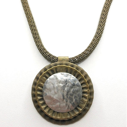 Vintage Marjorie Baer Signed Brass Art Necklace 18"
