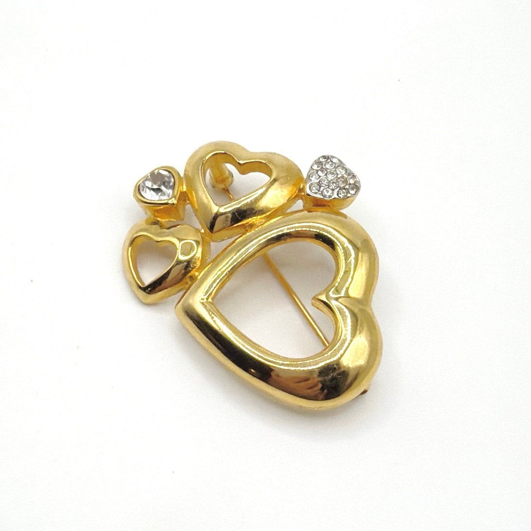 Vintage Heart Shaped Brooch with Rhinestones