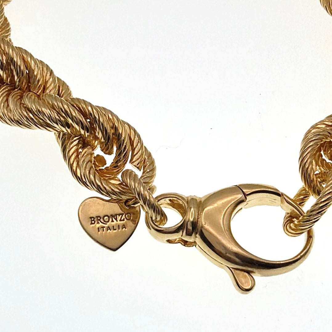 Milor Bronze Italy Chunky Twisted Chain Bracelet Size 7.5
