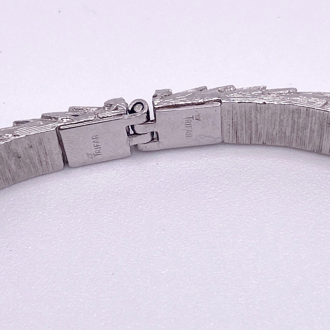 Trifari Bracelet with Safety Chain Silver Tone