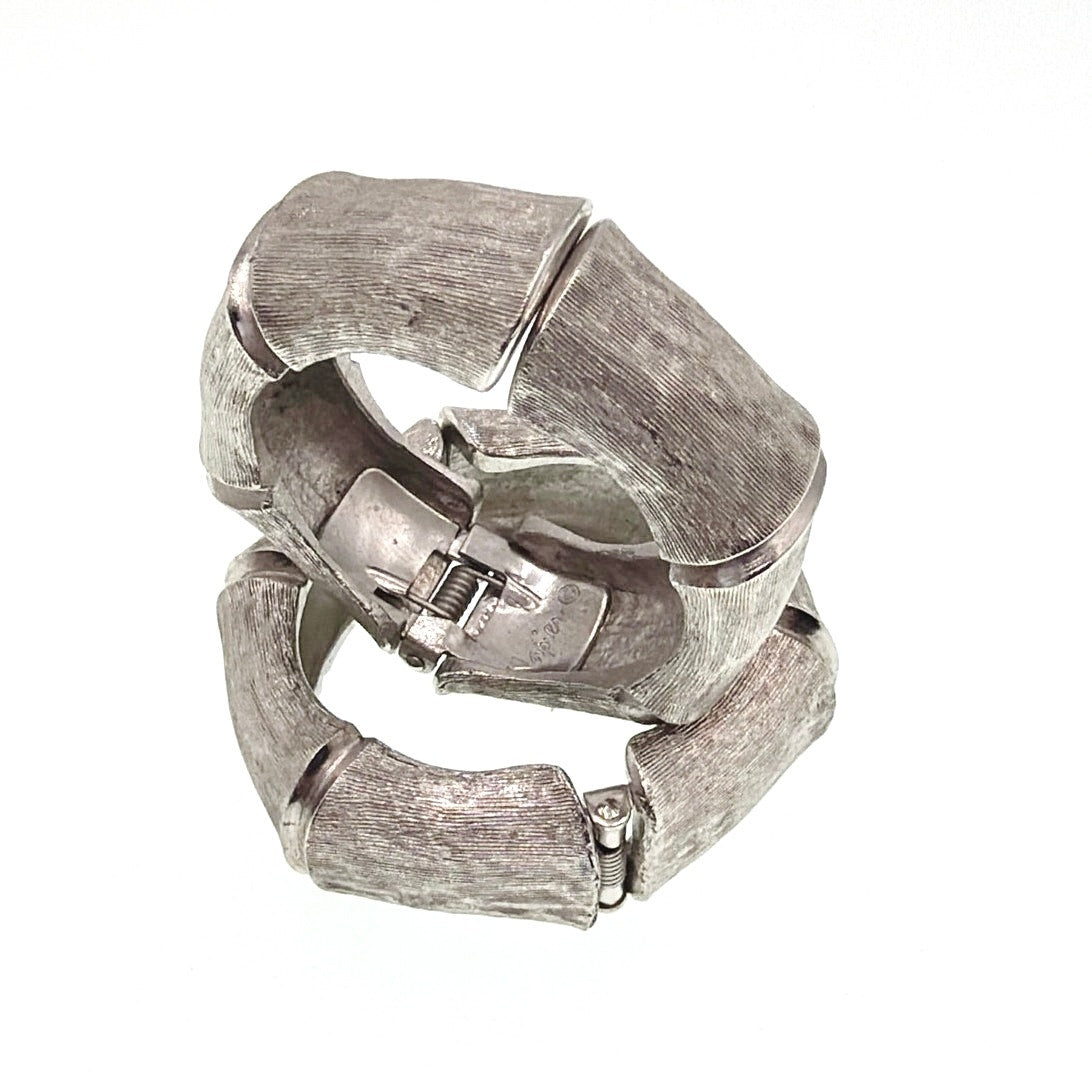 Napier Silver Tone Chunky Clip on Hoop Earrings