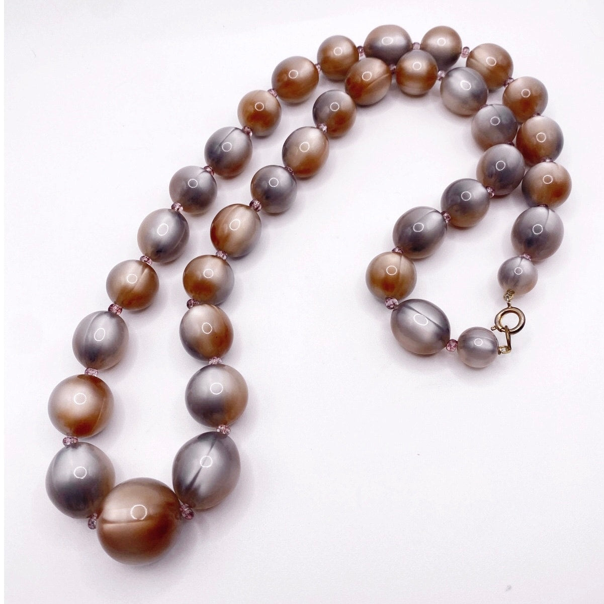 Vintage Moon Glow Lucite Iridescent Beautiful Gradient Beads 24”