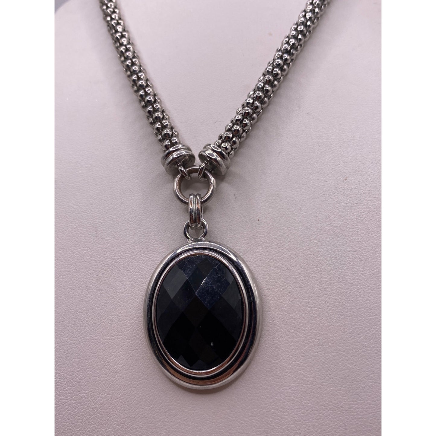 Napier Signed Vintage Necklace 22” Long Black Lucite Pendant