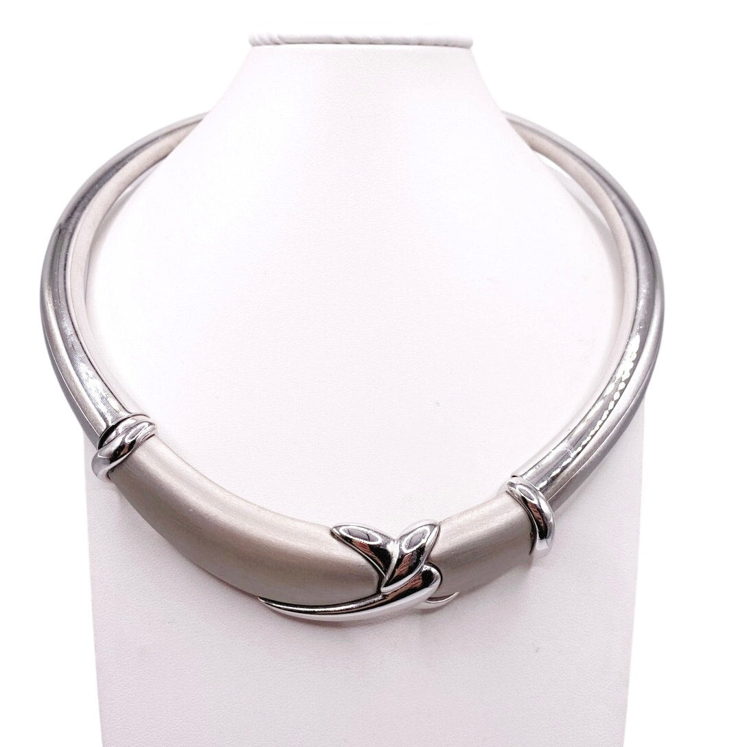 Napier Vintage Bib Necklace Silver Tone 16”