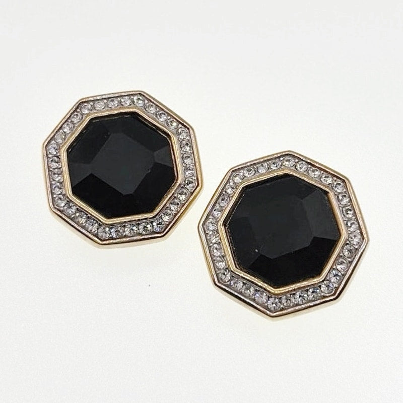 SAL Vintage Clip On Earrings With Rhinestones