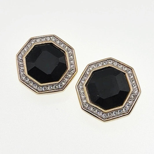 SAL Vintage Clip On Earrings With Rhinestones