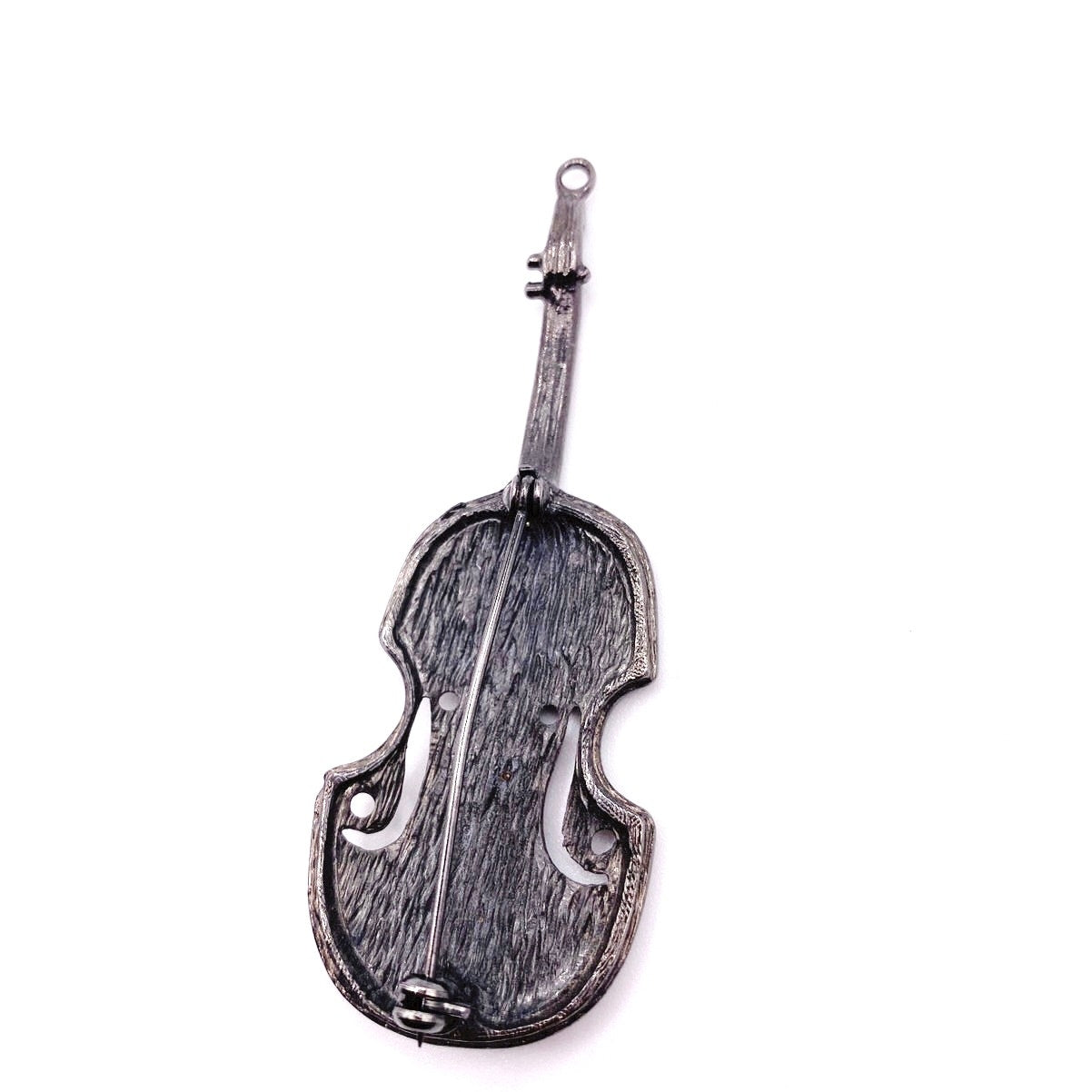 Vintage Violin-Cello Strings Musical Instrument Brooch Silver Tone 3” long
