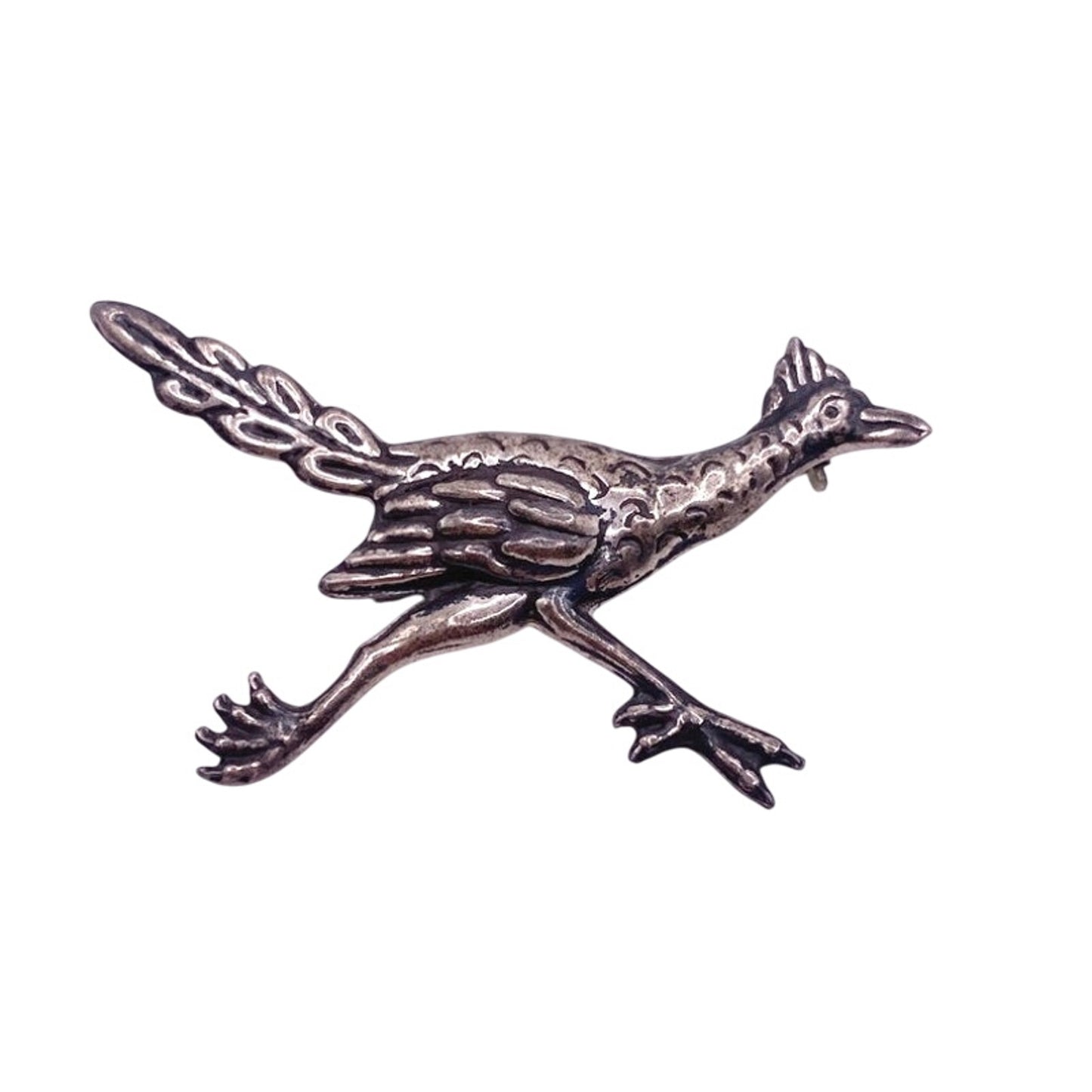 Taxco Hecho En Mexico Sterling Silver Roadrunner Brooch 2”