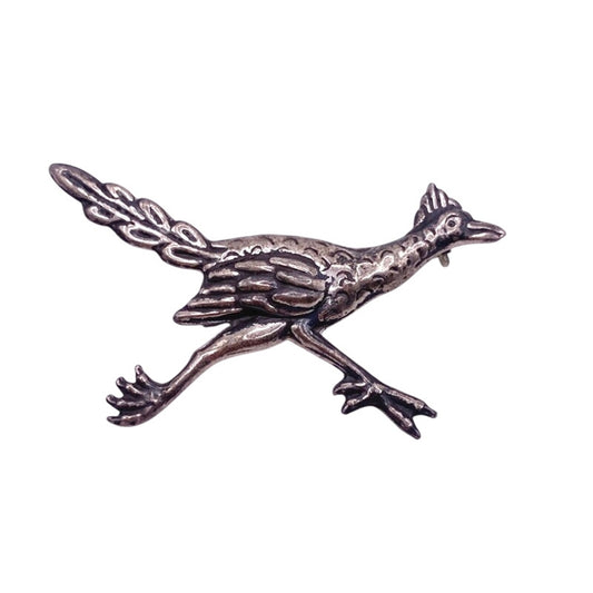 Taxco Hecho En Mexico Sterling Silver Roadrunner Brooch 2”