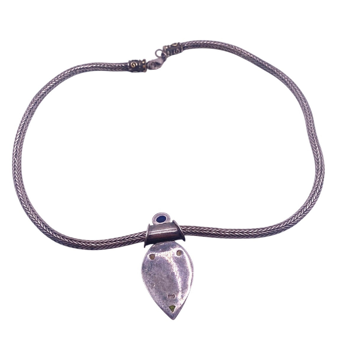 S Silver Byzantine Design Necklace Gemstones