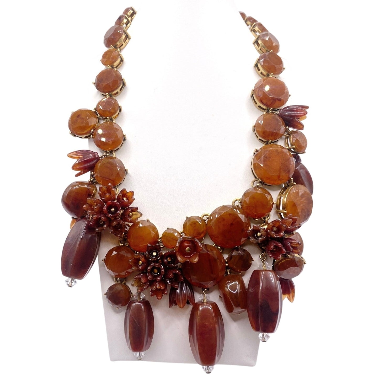J Crew Vintage Amber Tone Lucite Statement Necklace