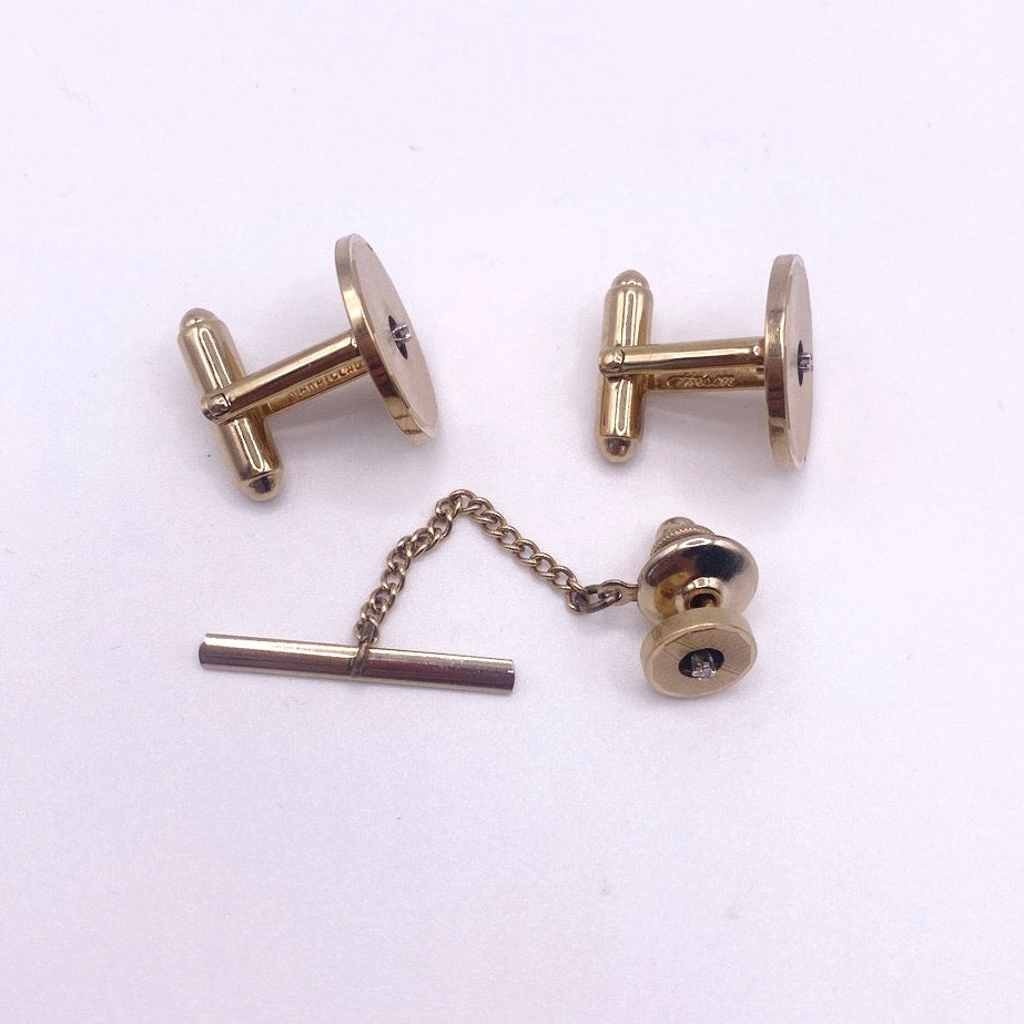 Anson Vintage Karatclad Cufflinks and Tie Tack
