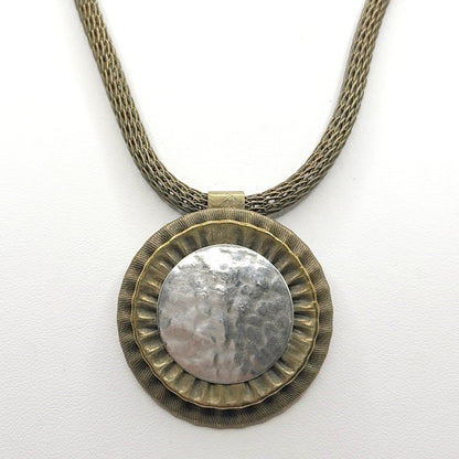 Vintage Marjorie Baer Signed Brass Art Necklace 18"