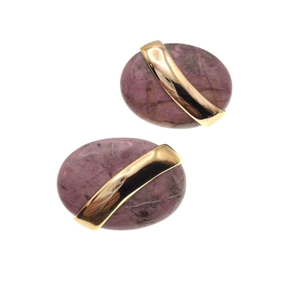 Rhodochrosite Stone Chunky Pierced Earrings 1.5”