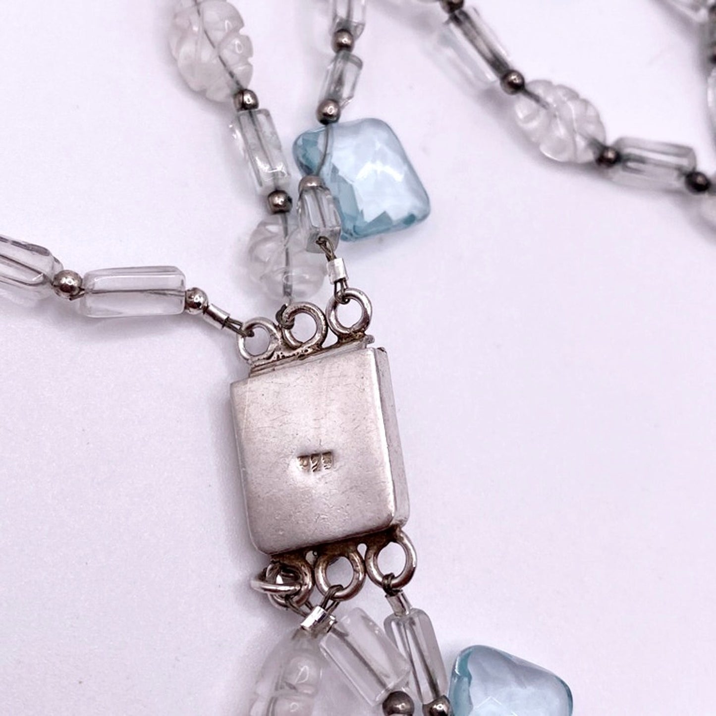 Irina Serbina Vintage Necklace Sterling Silver and Quartz With Bohemian Glass Beads