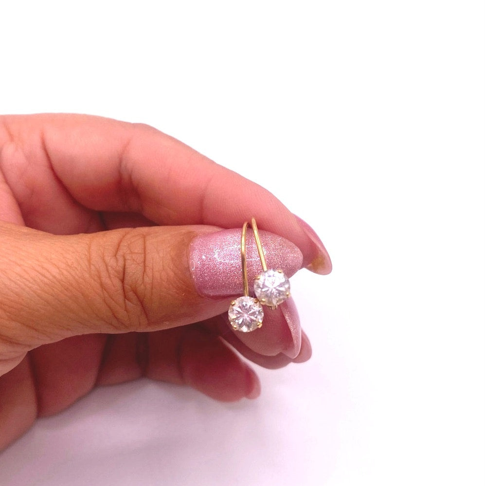 14k Laverback Earrings with CZ Crystal