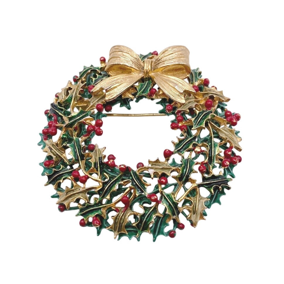Weiss Vintage Christmas Crown Brooch 2.5' Long