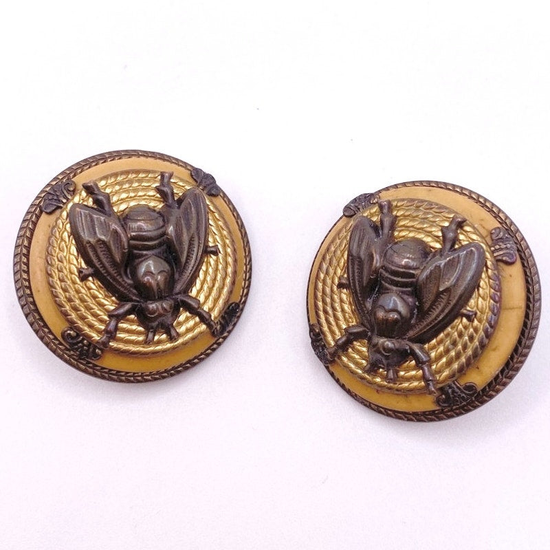 Vintage Mix Metal Clip on Earrings Insect With Bakelite Rare Find