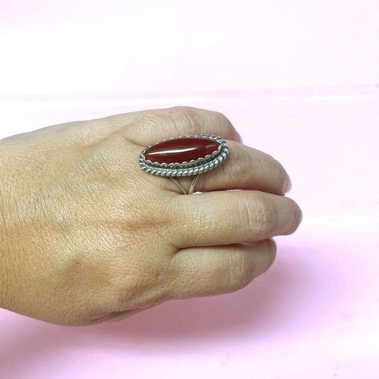 Carnelian and Sterling Silver Navajo Ring