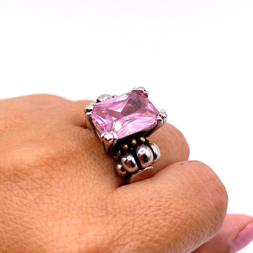 18k Gold Electroplated Citrine Tone CZ Statement Ring size 8