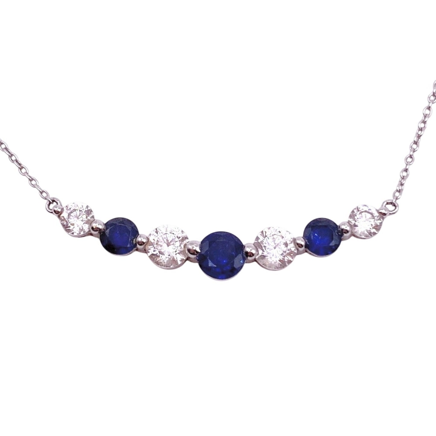 Lafonn Signed Slicing Adjustable Necklace/Choker Sterling Silver and Lab Sapphire