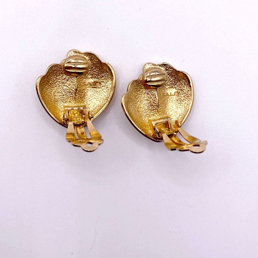Vintage SAL Clip On Earrings With Almond Crystal