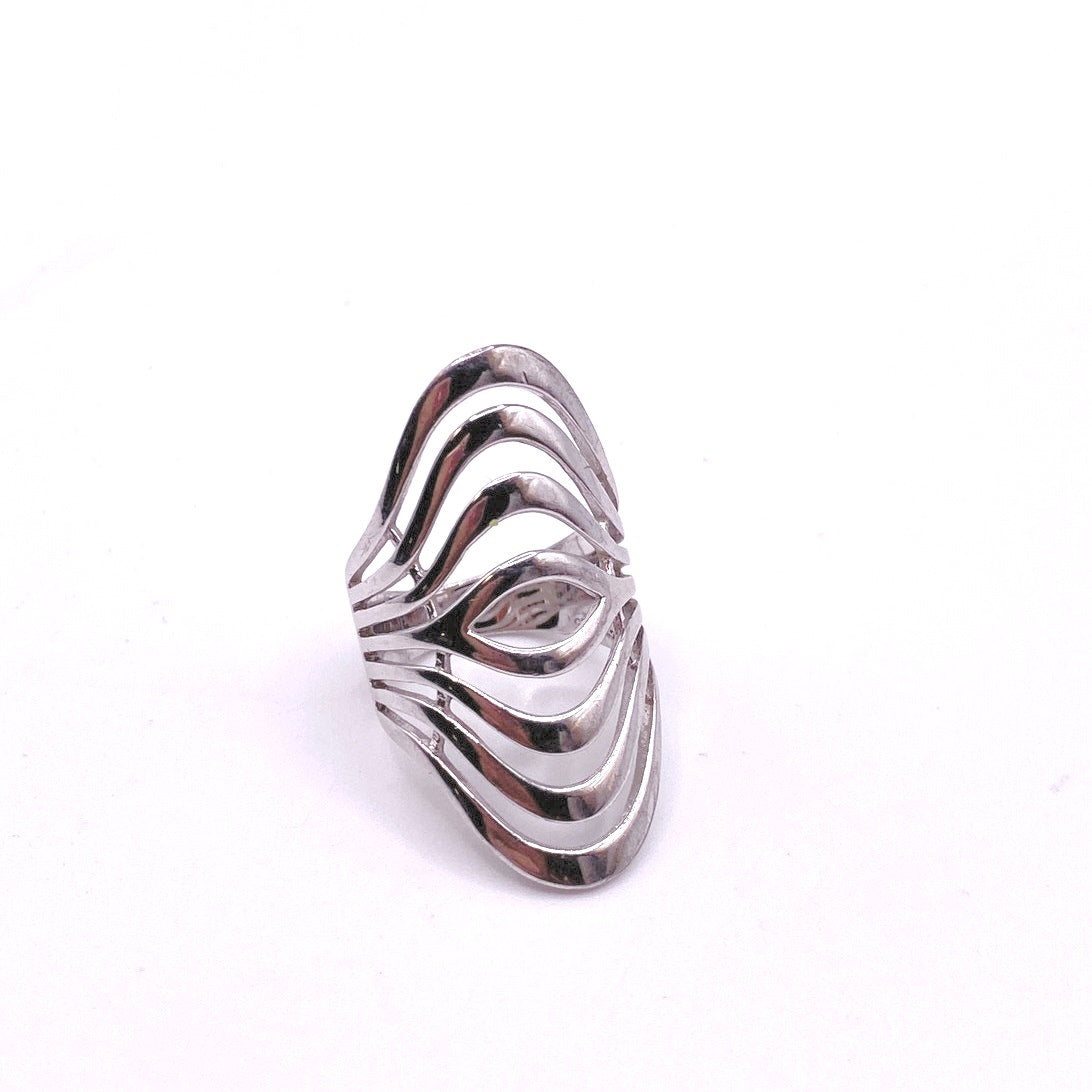 Sterling Silver Statement Modernist Ring Size 7