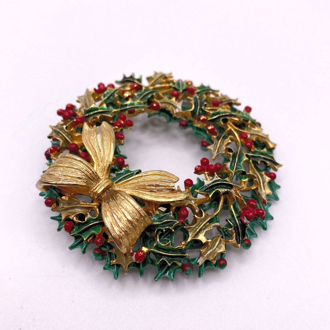 Weiss Vintage Christmas Crown Brooch 2.5' Long