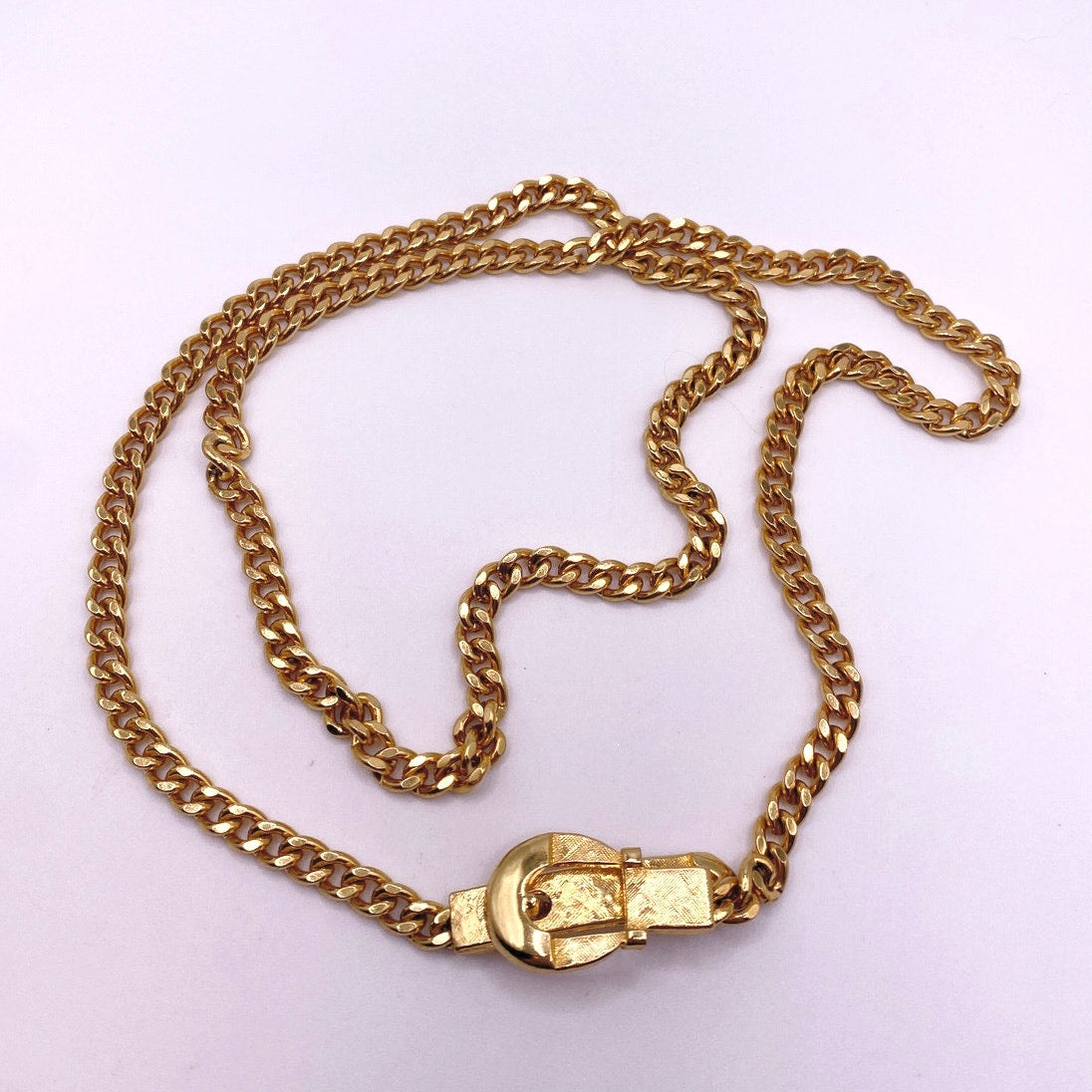 Vintage Necklace Belt Clasp Retro Long Chain 28”