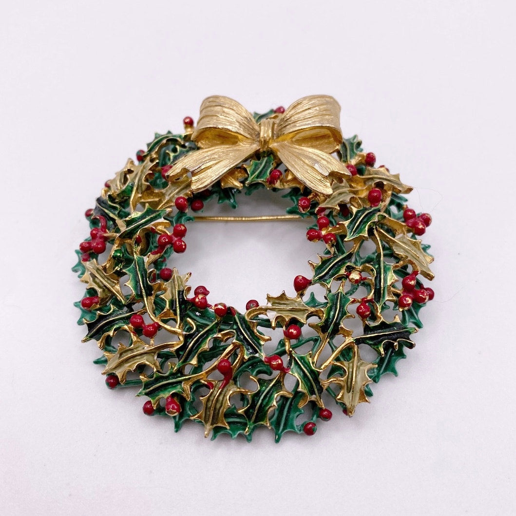 Weiss Vintage Christmas Crown Brooch 2.5' Long