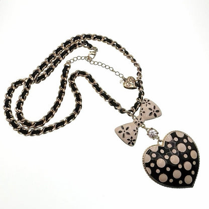Betsey Johnson Vintage Heart and Bow Long Necklace 32”