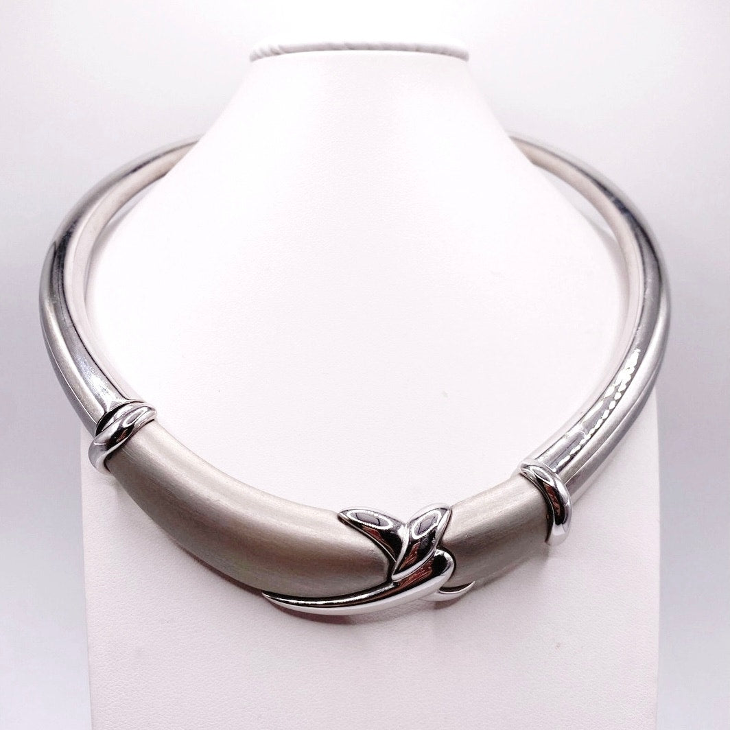 Napier Vintage Bib Necklace Silver Tone 16”