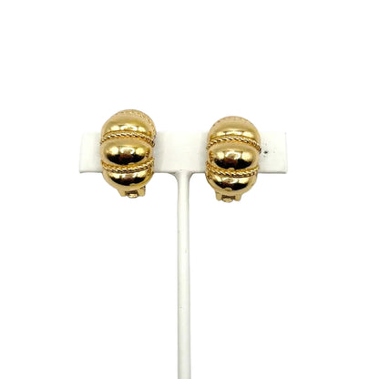 Christian Dior Croissant Design Clip On Earrings